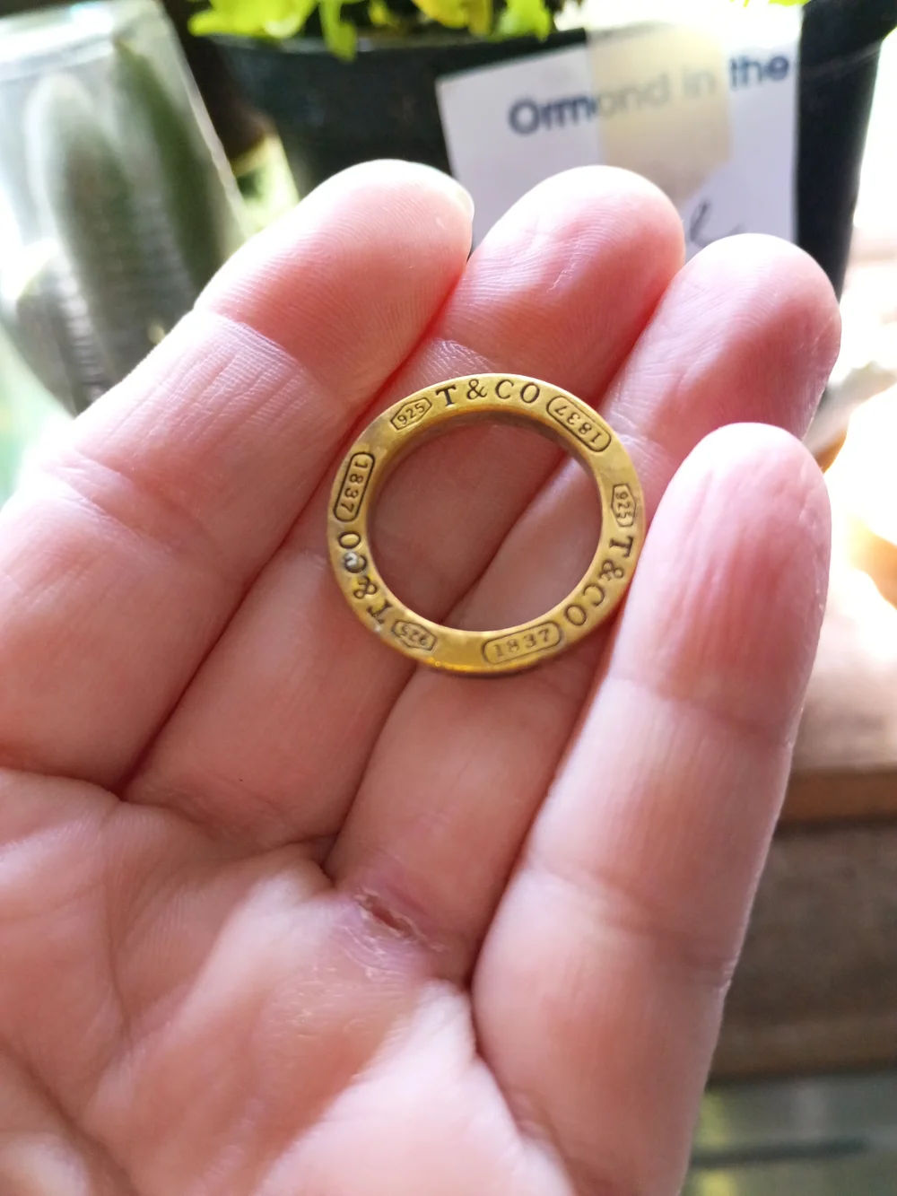 Gold-Tone Circular Pendant Ring - Gold